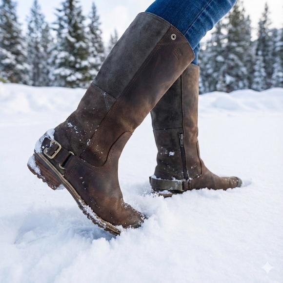 Sorel Shoes - SOREL Genuine Leather Slimboot Waterproof Burnished Leather Buckle Detail Sz 8